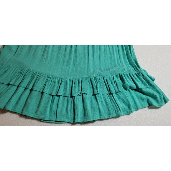 Vintage Turquoise Gauze Tunic Top L Detail Cottagecore Boho Fairy Hippie Y2K - Picture 8 of 10